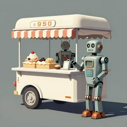 ( ( ( ( ( 1 9 5 0 s retro future android robot mobile icecream vendor. muted colors., ) ) ) ) ) by jean - baptiste monge,!!!!!!!!!!!!!!!!!!!!!!!!!