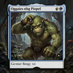 an ogre scratching it’s head in discomfort, original magic the gathering art, high resolution