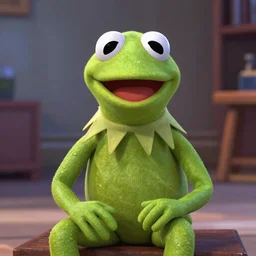 A still of Kermit the frog  in the style of the movie Toy Story 4 (2019)
