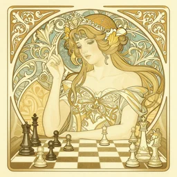 anya taylor - joy ( queen's gambit ), art nouveau, fantasy, intricate chess designs, elegant, highly detailed, sharp focus, art by artgerm and greg rutkowski and wlop