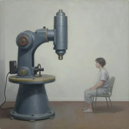 a subtle and artful painting of a machine killing art