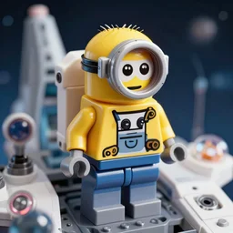 lego astronaut minion in the spaceship by goro fujita, realism, sharp details, cinematic, highly detailed, digital, 3 d