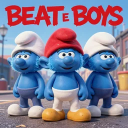 the smurfs on the beastie boys album cover, 8 k resolution hyperdetailed surrealism