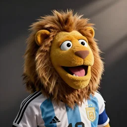 Lionel Messi as a Muppet, close up photograph