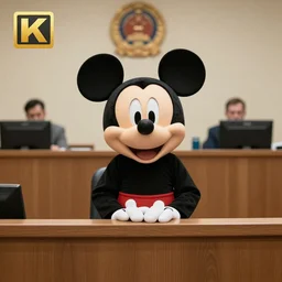 Mikey Mouse arrested in a courtroom, 4k, hyper realistic, photo documentary,