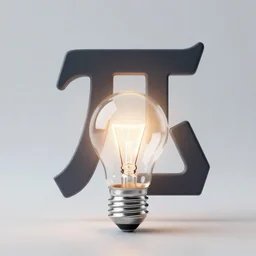 a lightbulb in the middle of the greek letters π and δ