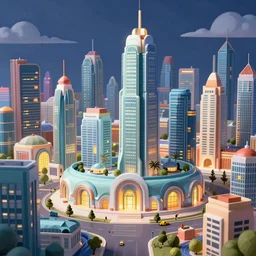 vibrant detailed photograph of fictional modern city, natural lighting, night time, city pop, octane, artstation