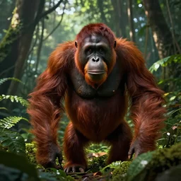 scene from videogame, orangutan in the rainforest , digital art