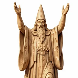 wizard statue out of wood, arms raised, architecture, made out of wood, high details, lineart, by vincent di fate, inking, 3 color screen print, masterpiece, trending on artstation, sharp, high contrast, hyper - detailed, photo realism, hd, 4 k, 8 k
