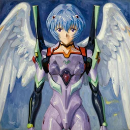 evangelion mecha, rei ayanami, portrait, large, angel, by egon schiele - n 8