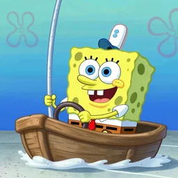 sponge bob driving a ship