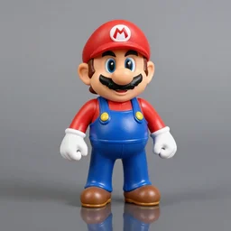 mario as an action figure, 1 9 8 0 s, product shot, plastic toy, shiny, reflective, realistic