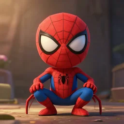 a wholesome animation key shot of a cute spider - man, studio ghibli, pixar and disney animation, sharp, rendered in unreal engine 5, anime key art by greg rutkowski, bloom, dramatic lighting.