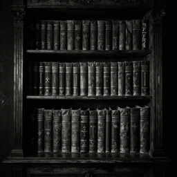 Photoshop Request, please increase the brightness of this photo of a bookshelf in a crypt. This photo is too dark for me to see anything and there are no bright images. This photograph looks like it was taken inside a shadow.