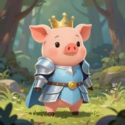very cute and adorable little anthropomorphic piggy knight princess, piglet, cartoon , fantasy forest, pale blue armor, pretty, DeviantArt, Artstation, trending on artstation, by Yee Chong, Sydney Hanson, Mickael Lelièvre, Jaeyeon Nam, cinematic lighting