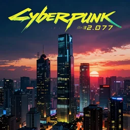 a stunning photograph of night city from cyberpunk 2 0 7 7, setting sun, 4 k