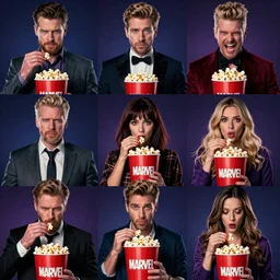 Top 10 Marvel Villains in a movie theater eating popcorn
