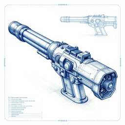 blueprint of a railgun, sci-fi videogame concept art, highly detailed, precise lines, 4k, artstation,