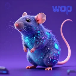 a beautiful full body portrait of a cute cyberpunk rat with bioluminescent fur and bioluminescent tail by sandra chevrier and greg rutkowski and wlop, purple blue color scheme, vaporware, retro, outrun, high key lighting, volumetric light, digital art, highly detailed, fine detail, intricate, ornate, complex, octane render, unreal engine, photorealistic