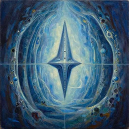 elysium mothership retribution scarce color palette cold power-line alienated scenery in a dream subconscious cavern sacred geometry canvas carefully structured abstract expressionism oil painting by  Eemre Aaa (2041)