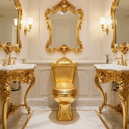baroque bathroom with gold toilet
