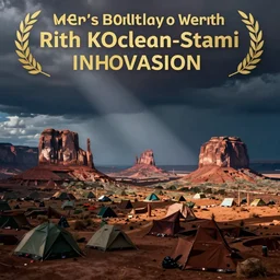a Monument Valley scenery, camps in the background