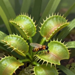 a venus flytrap eating an insect, beatiful, highly detailed, smooth, sharp focus, artistation, concept art, illustration