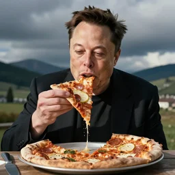 elon musk eating pizza