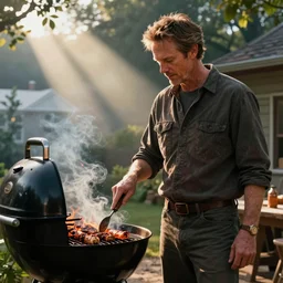 gordon freeman cooking barbecue on a hot summer day