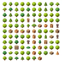 A game assets spritesheet for dota2 .  HD vector Containing modular props,  terrain, trees, 2d side view, platform, vector art, very detailed