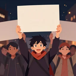 protesters holding placards, abstract digital illustration by greg rutkowski, fire, android netrunner, nighttime