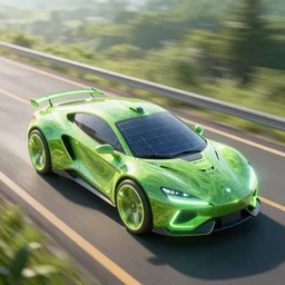 solarpunk car, clean energy, green technology, highway, sunny day, futurism, intricate, glow, highly detailed, digital painting, artstation, concept art, smooth, sharp focus, epic landscape, art by akihiko yoshida and tim mcburnie and anato finnstark