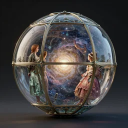 the universe is a spheroid glass region 7 0 5 meters in diameter, art nouveau, by cornelis de heem and ( ( ( rachel ruysch ) ) ) and ( ( ( lisa frank ) ) ), 8 k, octane render, 3 d render