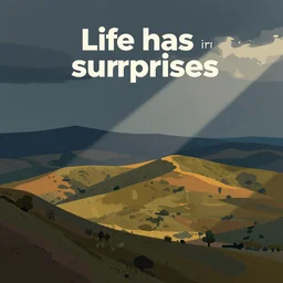 life has its surprises, a simple textured vector based illustration, critical detail, contrasting colors, sharp focus, atmospheric dreamscape painting, wlop by ( ross tran and picasso )