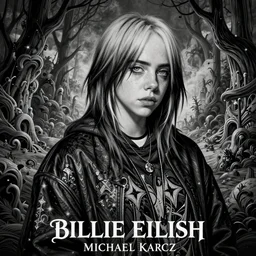emo drawing of billie eilish by - michael karcz , loony toons style, horror themed, detailed, elegant, intricate