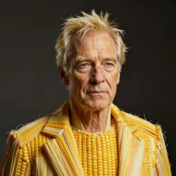 photo portrait of patrick stewart made of corn cob
