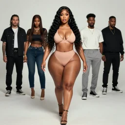 nicki minaj curvy, ultra realistic full body portrait, concept design, contrast, kim jung gi, greg rutkowski, zabrocki, karlkka, jayison devadas, trending on artstation, 8 k, ultra wide angle, pincushion lens effect : : walking away