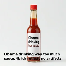“Obama drinking way too much hot sauce, 4k hdr realistic no artifacts”