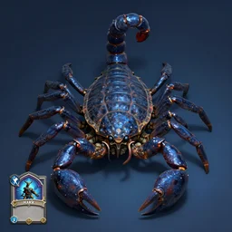 a giant hybrid of crab scorpion turtle shell, crab claws, scorpion, scorpion, scorpion tail, shells, blue dark theme, front full view, artstation, orthographic, hd, 8 k, sharp high quality artwork in style of greg rutkowski, concept art, blizzard warcraft artwork, hearthstone card artwork