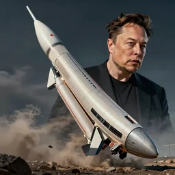 Elon Musk merged with a rocket ship