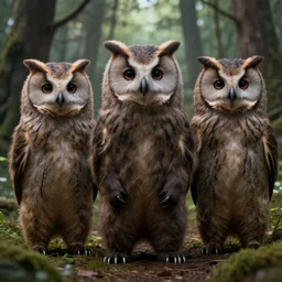 three quarter portrait of an owlbear in the forest, d & d, fantasy, michael whelan,