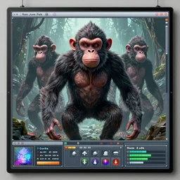 GUI for a cursed program that summons the Howler Monkey Gods, futuristic, esoteric, by Nam June Paik, Man Ray, Charles Dellschau, Toshiko Okanoue