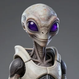star wars alien with purple eyes and a crooked smile, high - resolution hyperdetailed studio photo