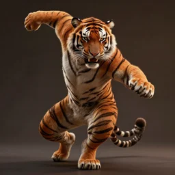 a tiger man mutant dancimg,digital art,ultra realistic,ultra detailed,art by greg rutkowski,3 point lighting,cinematic,dramatic,hyperdetailed,detailed face