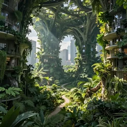 biophilic design, utopian vision, urban green, futurist