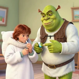 Doctor Shrek gives you Medicine for your flu