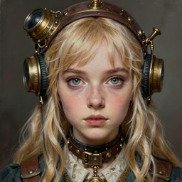 portrait painting of a dieselpunk curious luna lovegood, sharp focus, award - winning, beautiful eyes, perfect eyes, trending on artstation, masterpiece, highly detailed, intricate. art by josan gonzales and moebius and deathburger