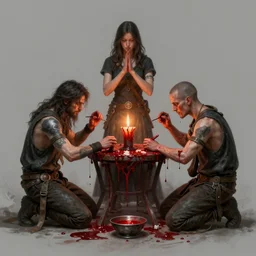 realistic detailed matte painting tweakers addicts performing ritual blood magick greg rutkowski artstation