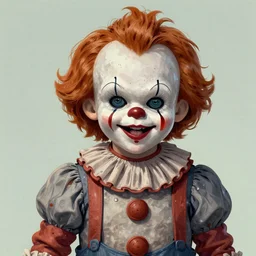 pennywise chucky style, digital art, illustration, well detailed