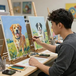 a concept painting of sd ai and dall - e ai testing their painting abilities